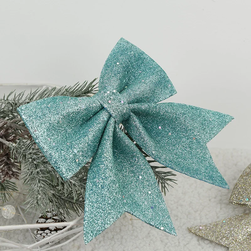 Xmas decoration supplies Ribbon Wreath Christmas Bows red Glitter Design Christmas Decorations Bow Christmas Tree Bow