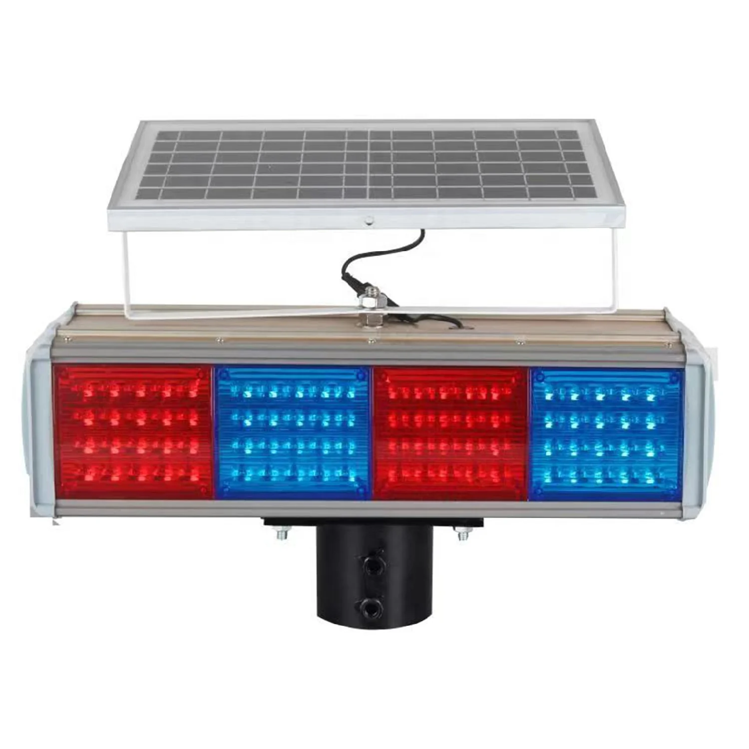 Four Sides Solar Traffic Flashing Warning Light Strobe Beacon Solar Warning Flashing Light