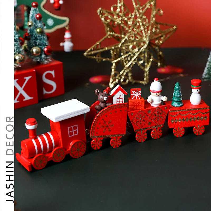Kids Toys Christmas Train Wooden Home Christmas Decoration Ornament Festival New Year Gift