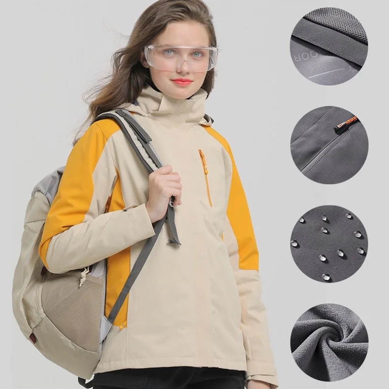 Womans Outdoor Windbreaker High Fleece Inner Snow Trekking Jackets Insulated Hiking Outfit Warm Clothes To Wear For  Winter