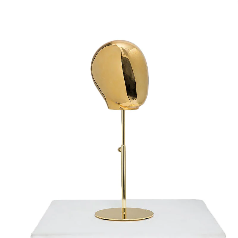 Fashion electroplated silver gold hat wig display head model props clothing store window metal iron hat holder