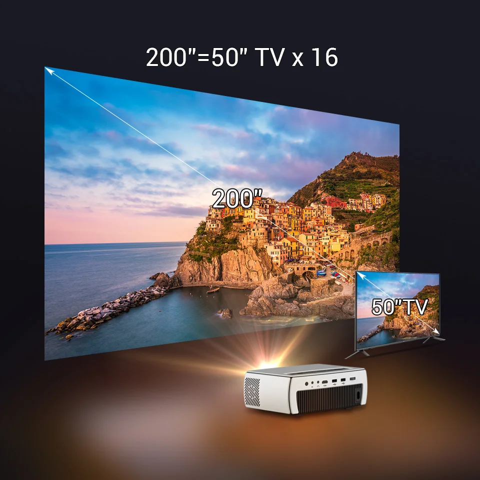 [New 1080P Portable beamer] Multimedia High Brightness 250 ANSI Lumens Native Full HD LCD Home Cinema Video Powerful Projector