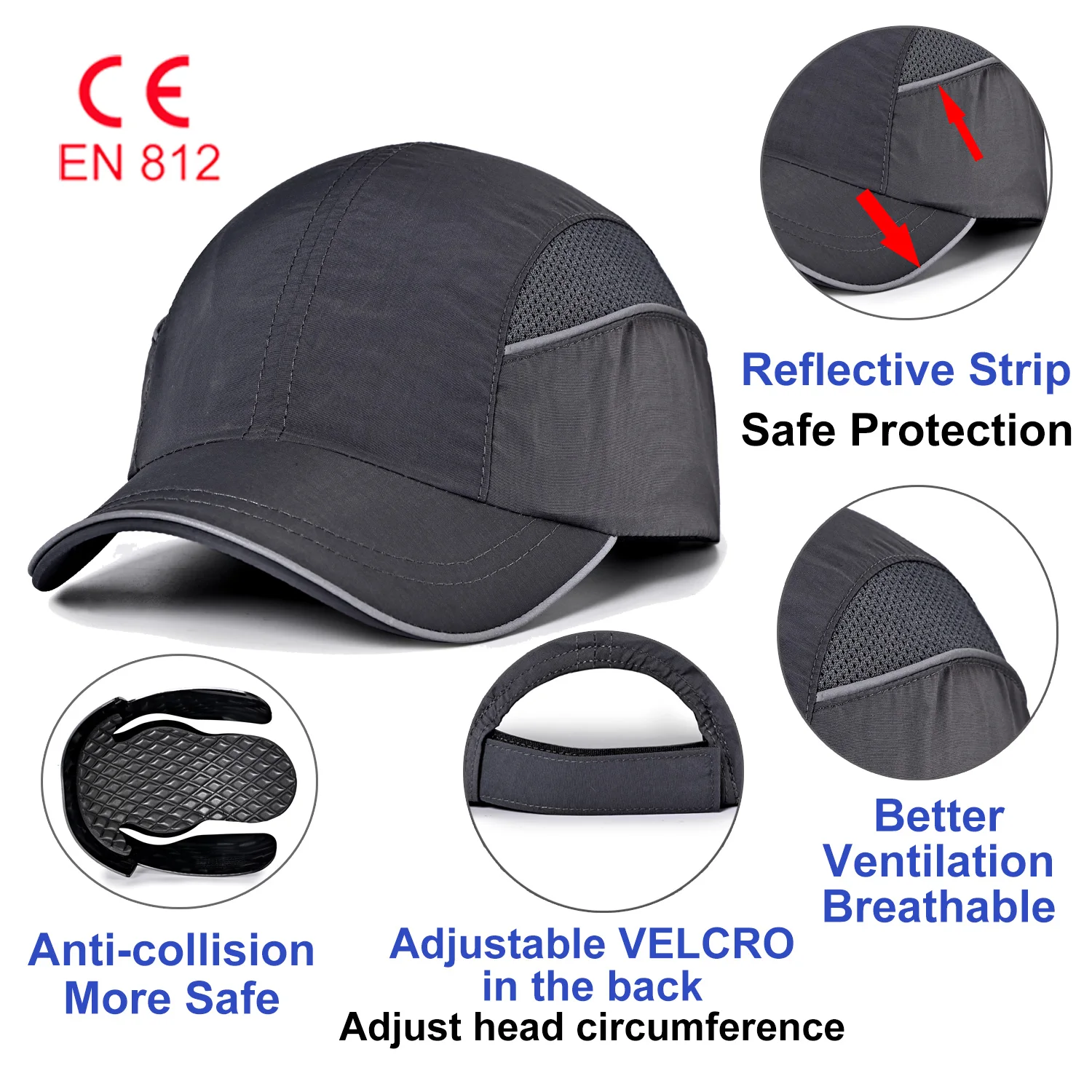 Cap Safety Helmet Inlay Insert Baseball Ce En812 Breathable With Chin Strap Adjustable Caps Bump