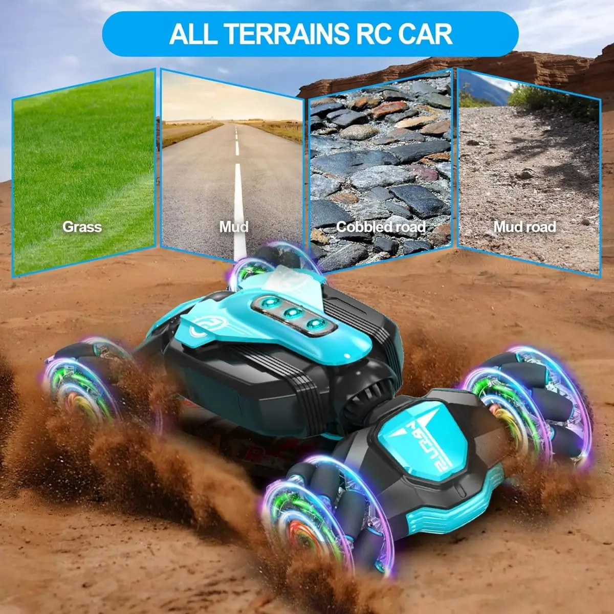 2.4Ghz Gesture Sensing RC Stunt Car 360 Rotating 4WD Racing Feature Charger Included Transformable Car Toys for Boys Girls