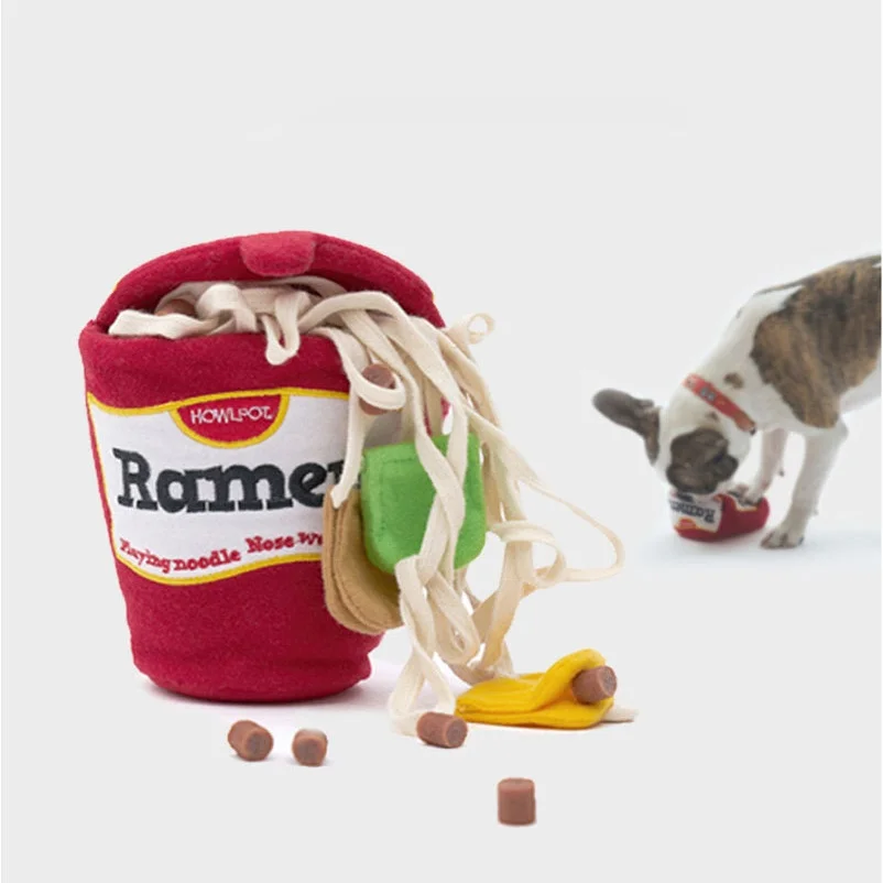Hot Selling Wholesale Pet Products dog toys puzzle slow food plush rope chew dog toy Interactive Ramen Chewing Toy