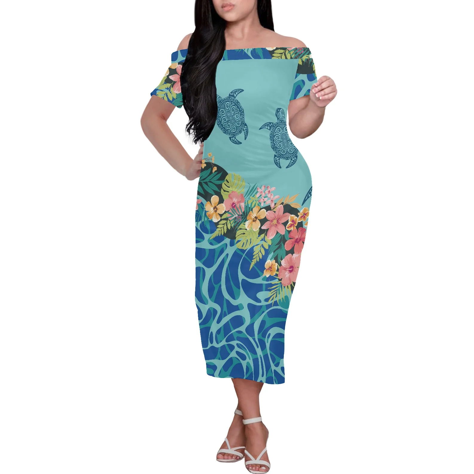 2022 polynesian dress women fashion off the shoulder maxi long dress online shoe wholesale in bluk private label women dresses