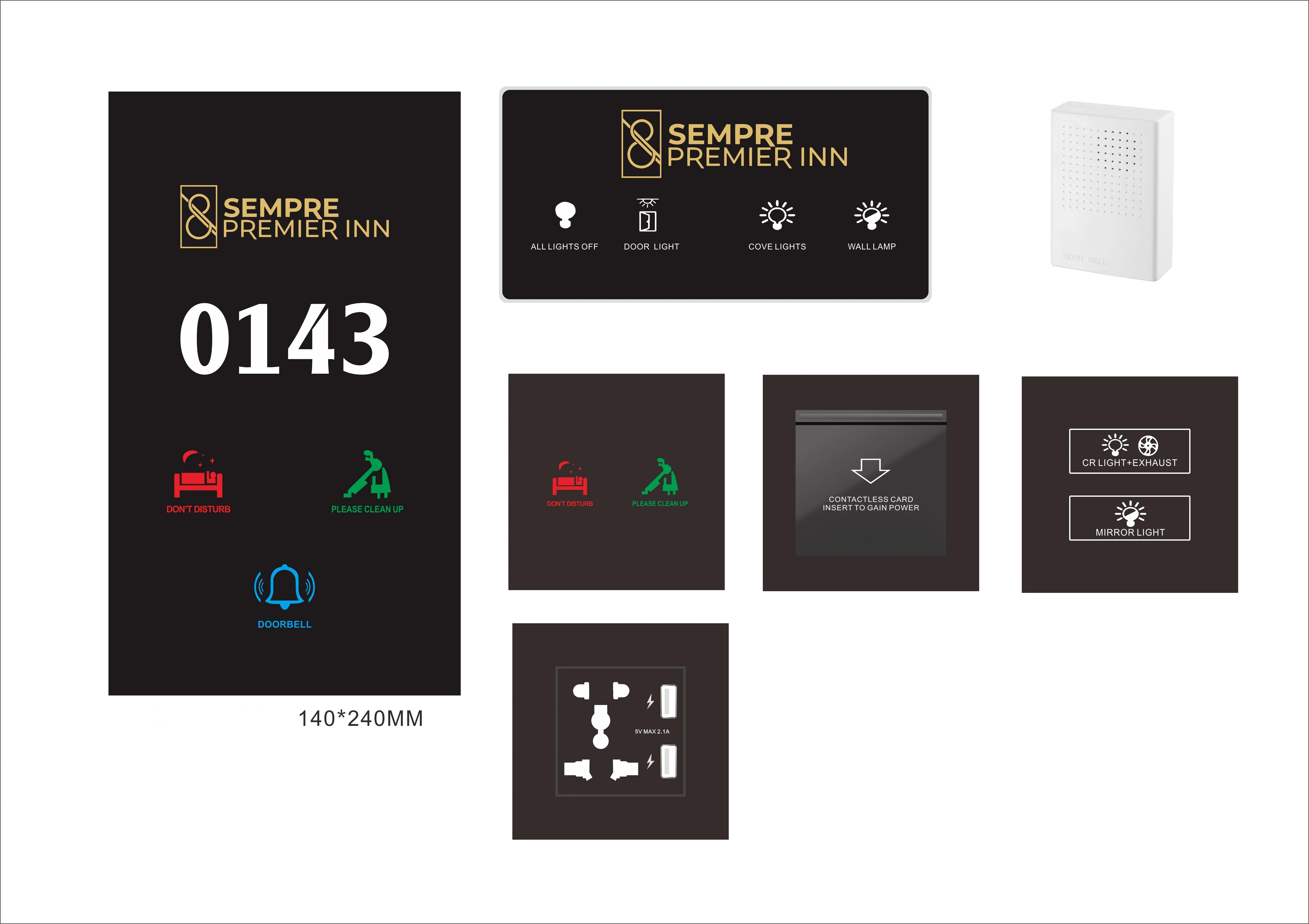 Hotel DND system with customizable hotel logo and language