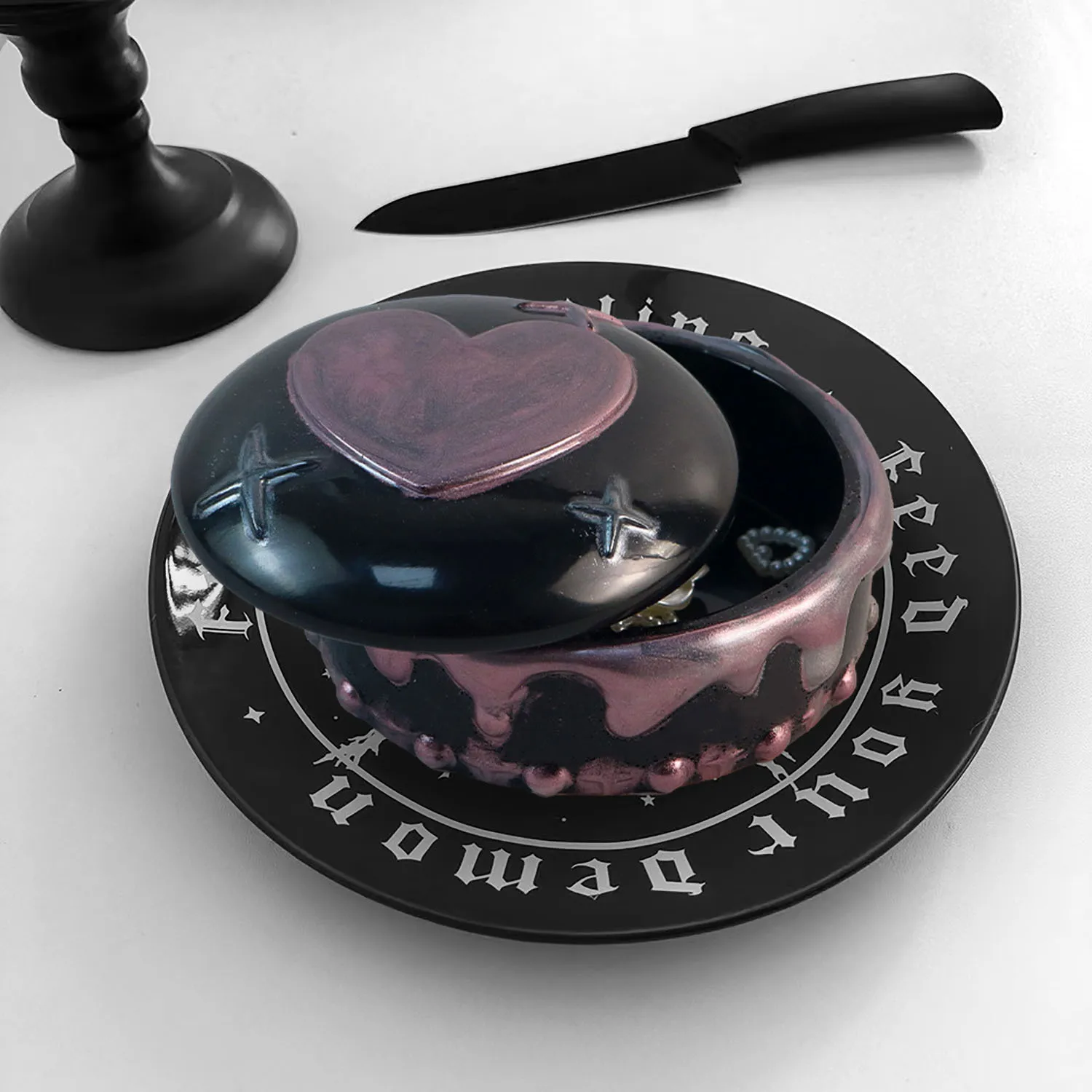 KK172  Riser Heart Cake Shape Crystal Epoxy Resin Jewelry Storage Boxes Candle Jars Cement Plaster Resin Crafts Silicone Mold