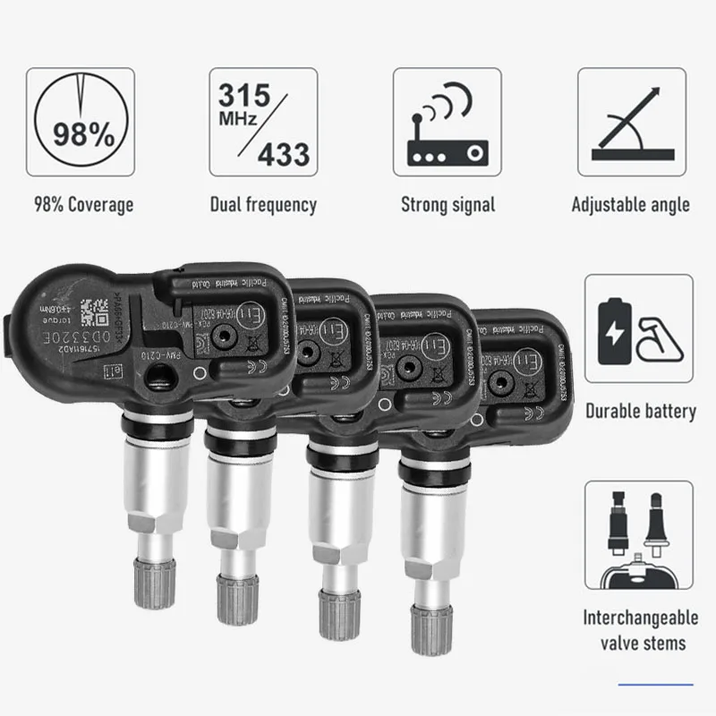 433MHZ and 315 MHZ frequency dual function universal Programmable Tire Pressure Sensor TPMS
