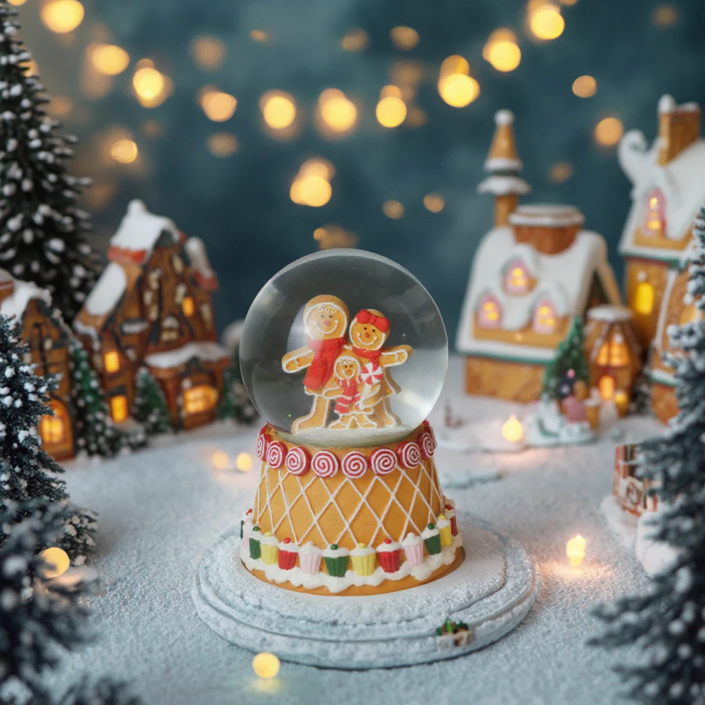 Cute Resin Crafts gingerbread man Snowflake Crystal Ball Christmas snowglobe Biscuit Man Snowball for christmas gift