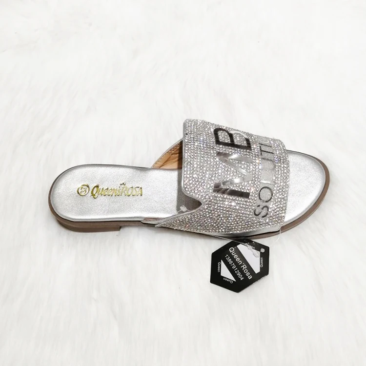 Explosion summer fashion rhinestone letters MB colorful soft and comfortable ladies ladies flat slippers