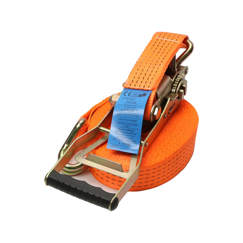 Long handle rachet cargo straps heavy duty 50mm ratcheting tie down strap ergo ratchet strap