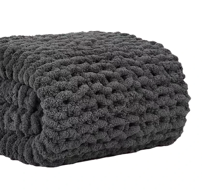 Buy Chunky Knitted Blankets Soft chenille Thread Throw 50x60 handmade cable woven crochet blanket Sofa home decor