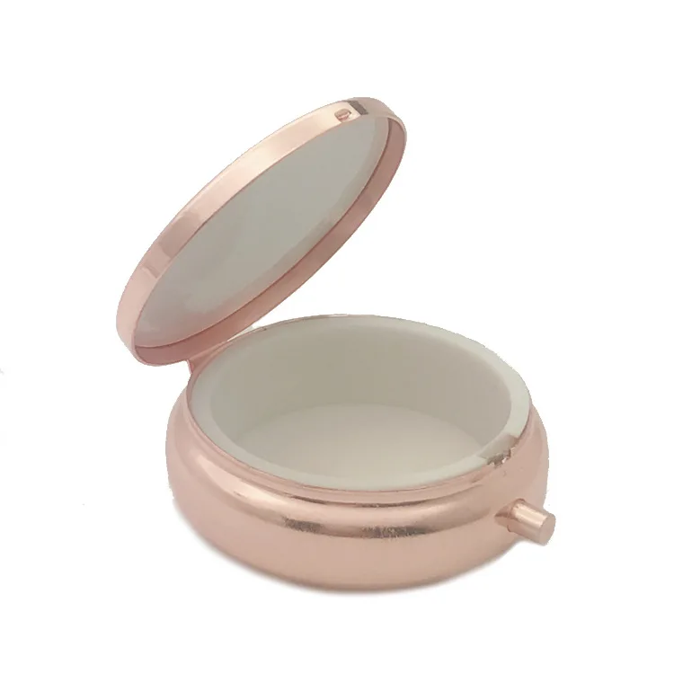Amazon hot sale round metal small cute shape portable pill box for daily outdoor use