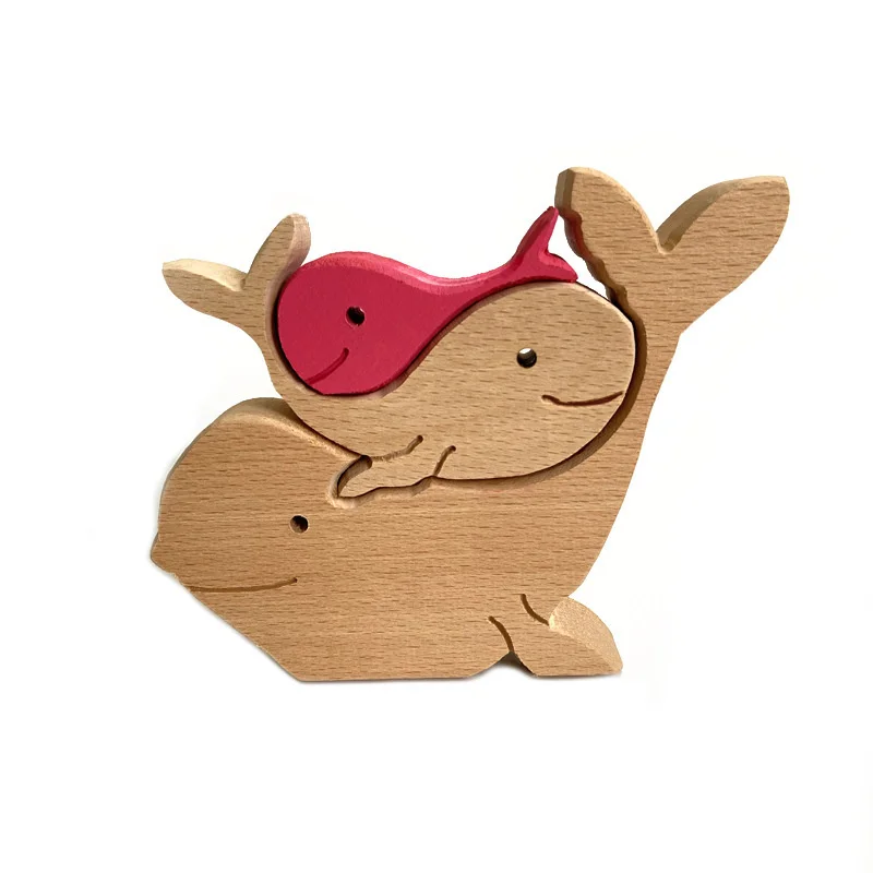 Gift Wood Products Rabbit Elephant Whale Hedgehog Solid Wood Sculpture Wood Statue