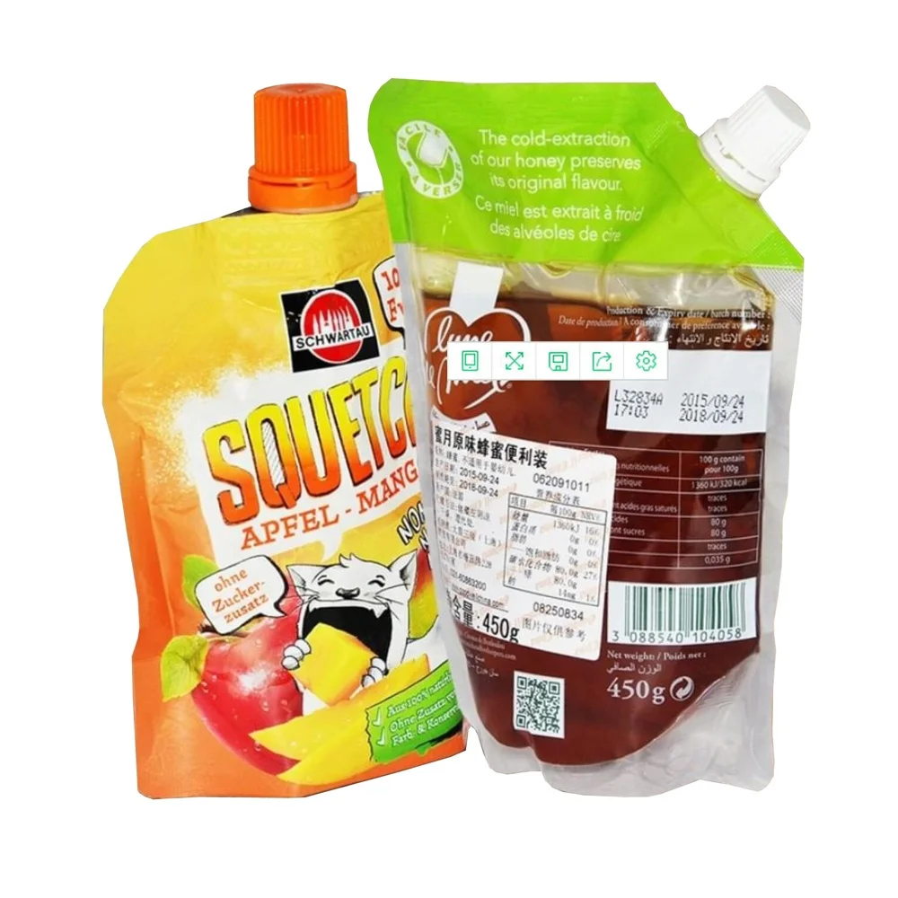 100ml 200ml 500ml 1L Flip Top Spout Pouch Flexible Liquid Gel Plastic Juice or Beverage Filling Bottom Fill