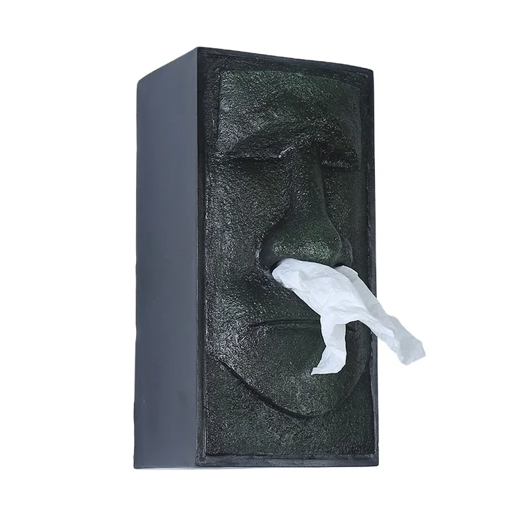 Amazon Easter Island Tissue Storage Box Creative Head Facial Tissue Box Holder Dispenser Face Retro Home Finishing Box