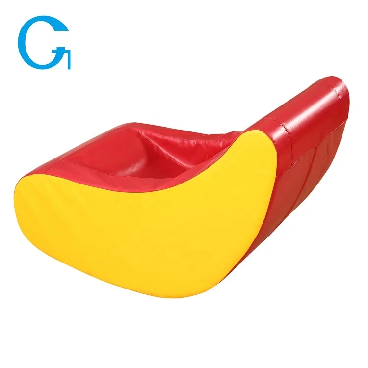 Customized Design Cheap Kids Soft Play Education Leather Sectional Sofa Red and Yellow Color Kids Soft Play