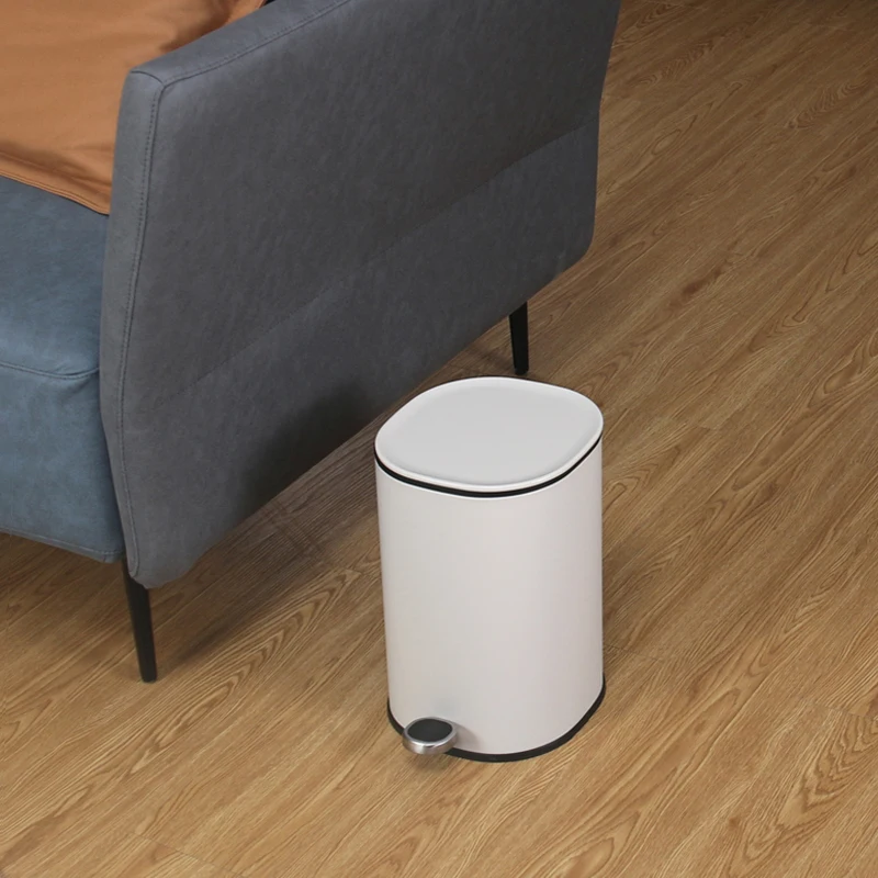 5L Dustbin With Cover Metal Cans Stainless Steel Pedal Bins Foot Pedal Trash Can Metal Garbage Container Sanitary Bin