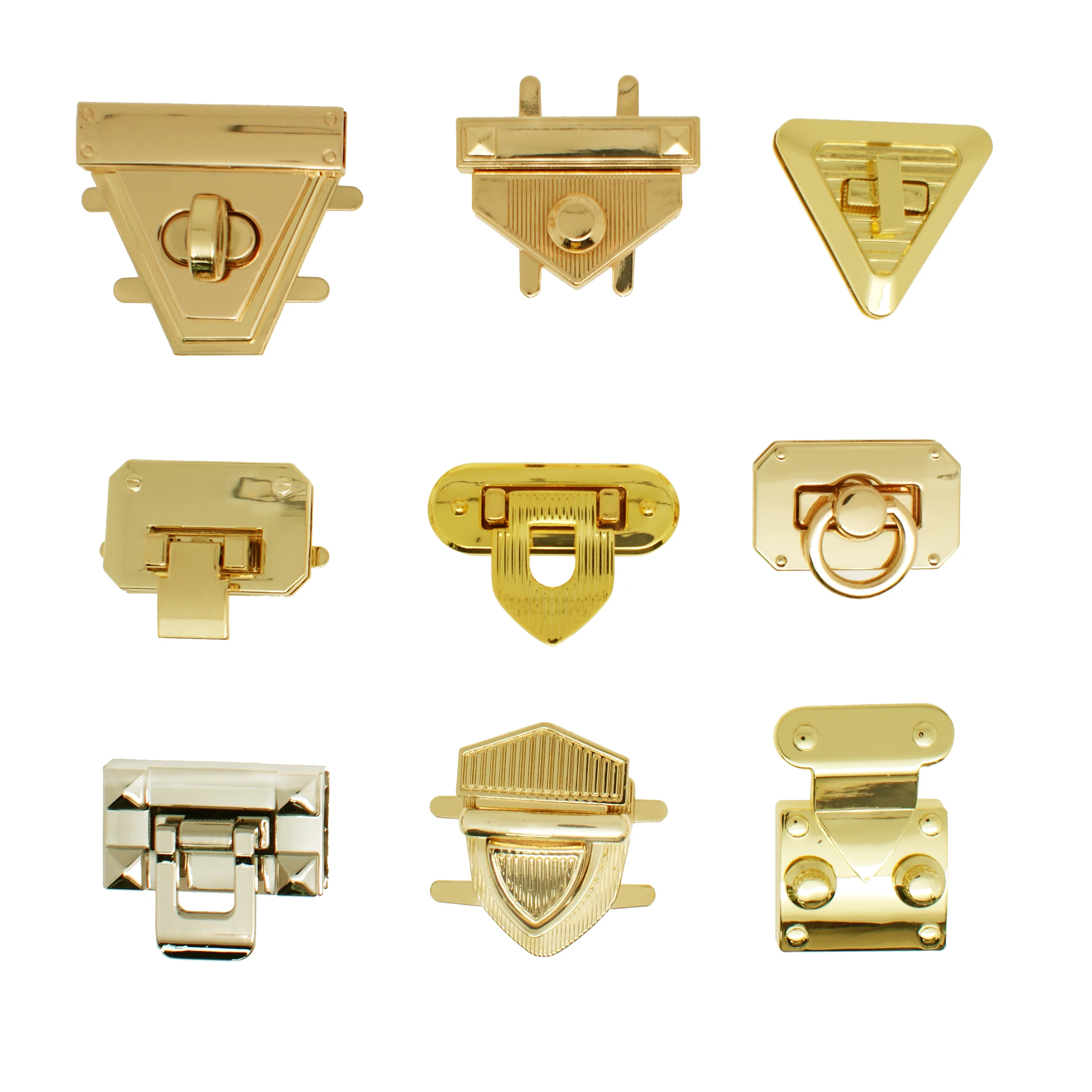 Lingzhen Wholesale Best Quality Magnetic Snap Lock Turn Twist Lock For Handbag  Purse Clasps Custom Gold Zinc Alloy Metal  Lock