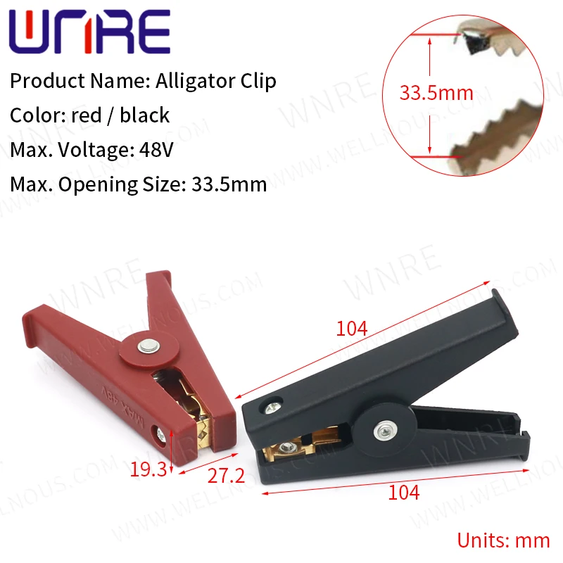 1 Pair Black Red Soft Plastic Coated Soft Plastic Coated  Mini Alligator Test Clips Crocodile Electrical Clamp spring clip