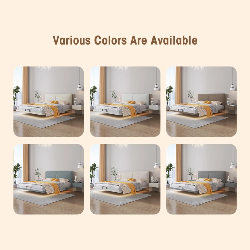 Customize mattress bed base foundation with light wood platform hardwood fabric padding headboard wooden upholstered bed frames