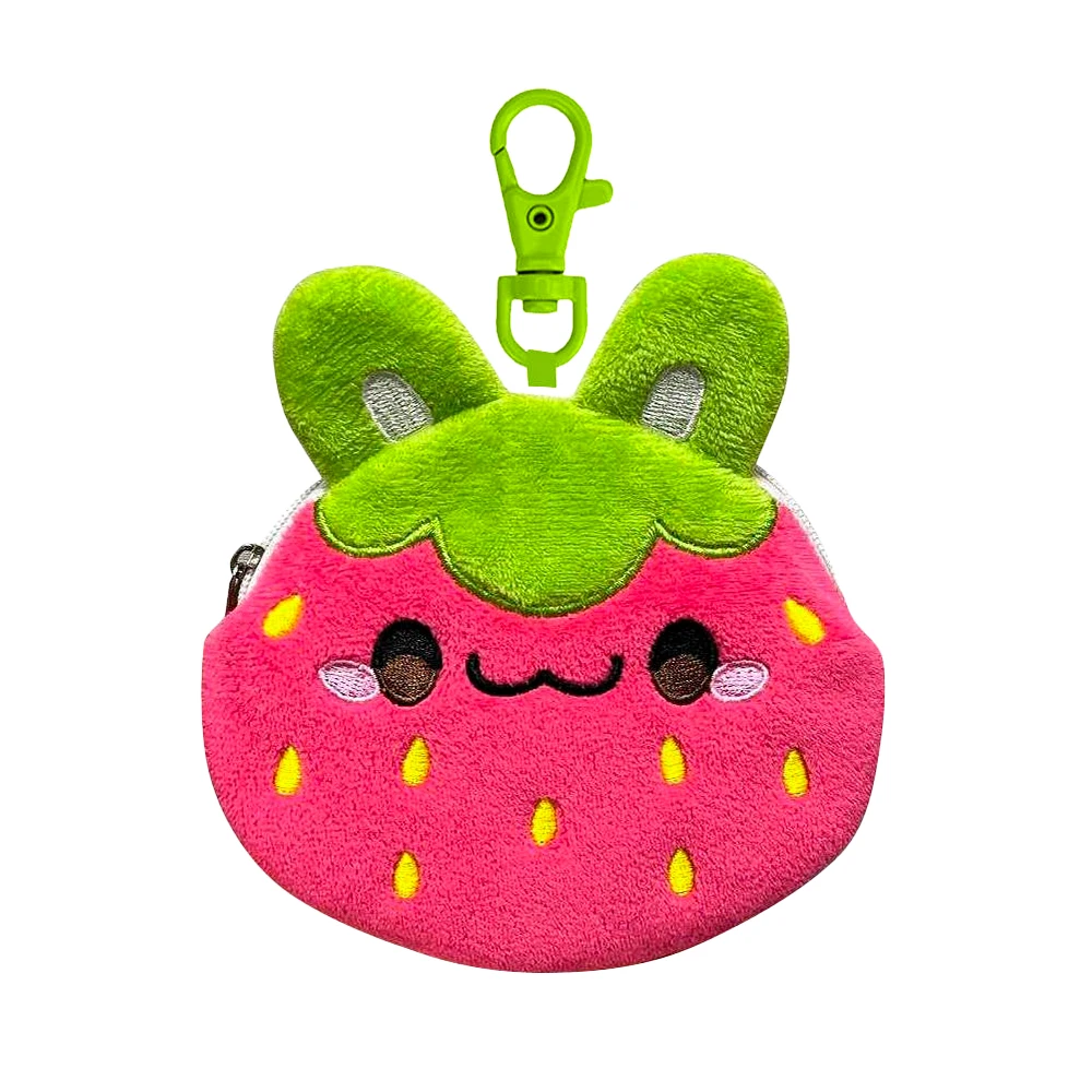 custom plush keychain Coin Purses Plush Strawberry Bunny Wallet pendant for Kids Key  good Accessory bags