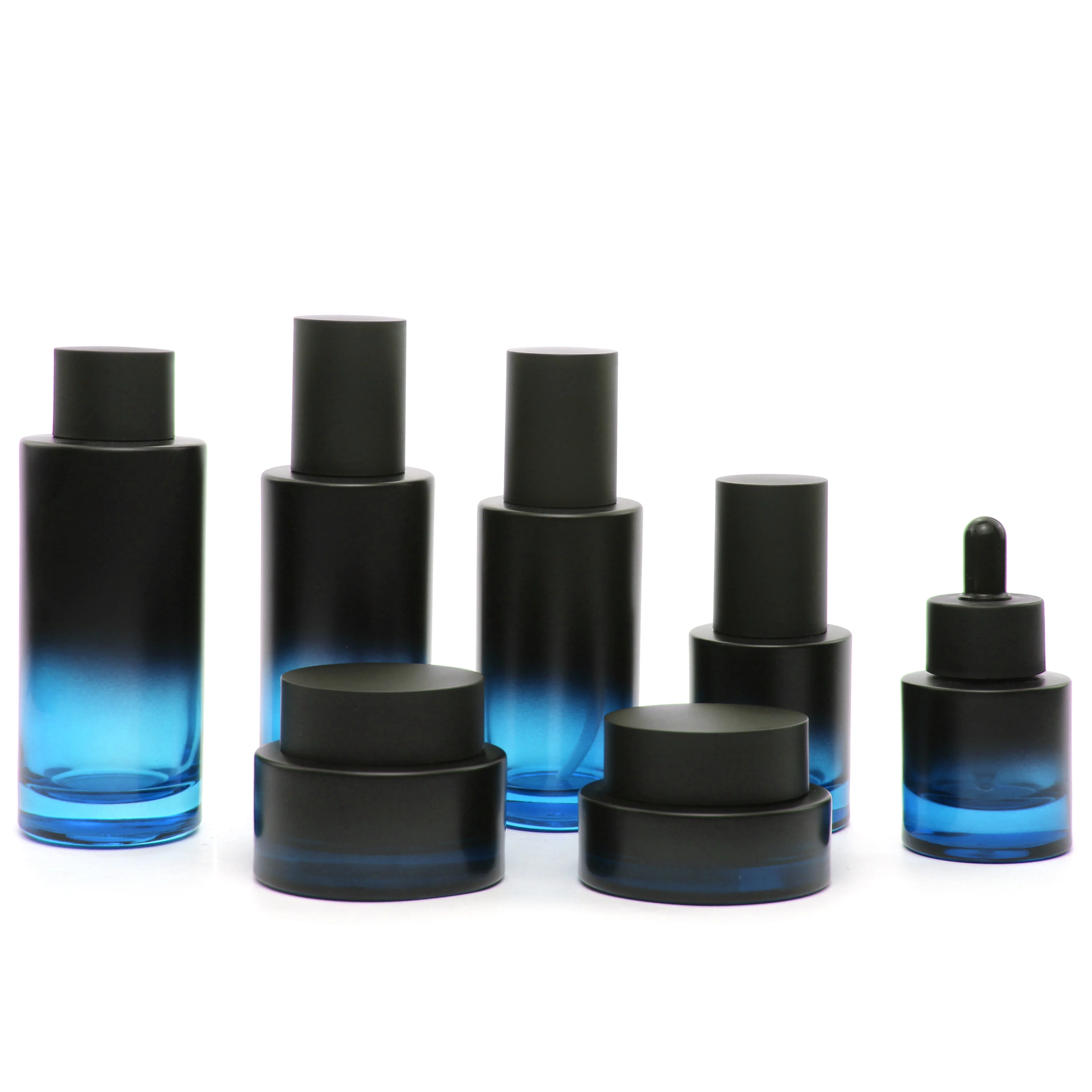 Luxury Colored Red Green Gray Face Care Container 30g 50g Refillable Empty Glass Cream Jar with Caps