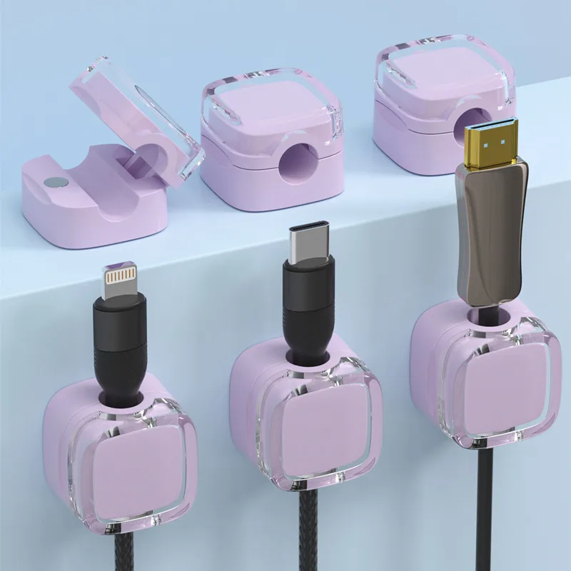 6pcs Strong Adhesive Colorful for Office Bedside Kitchen Under Desk Magnetic Charger Wire Holder