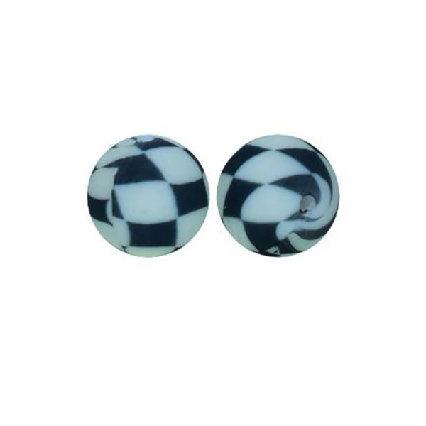 15mm Round Print Food Grade Silicone Beads DIY Baby Teething Sensory Bracelets Teether Toys