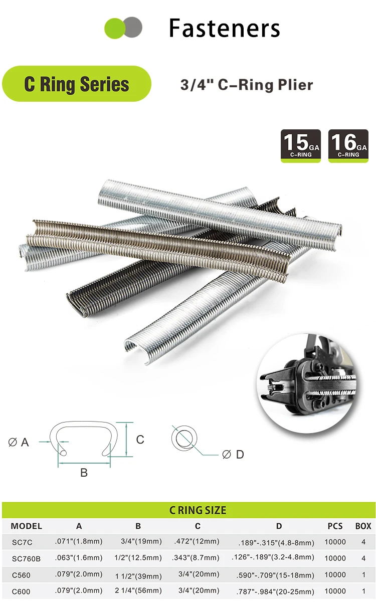 MEITE1.8mm & 1.6mm c-ring clamp fasteners air clip c ring c24 in 304 stainless steel c ring staples for cages and gabion