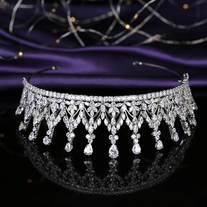 Tiaras and Crown Echsio Luxury Classical CZ Wedding Hair Accessories Hair Jewelry Princess Crown  BC5794 Corona Princes