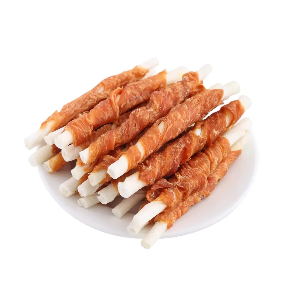 Dog Treats Chicken Wrapped Rawhide Twist Teeth Training Treats for All Dogs