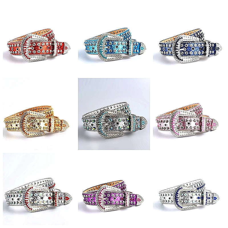 High Quality Rhinestone Belts Diamond Gerrit PU Western Cowboy BB Simon Belts  Cowboy and Cowgirl belts