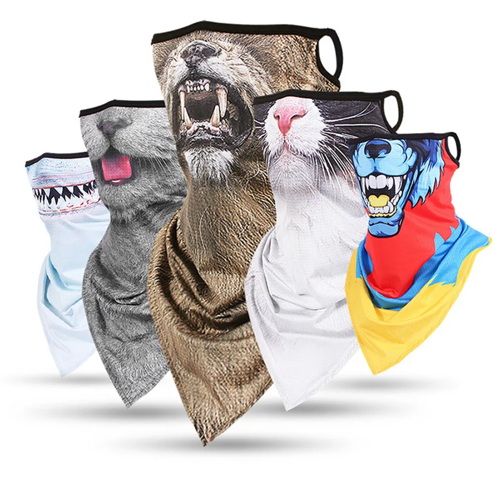 
Fashion Neck Tube Scarf with Ear Loops Windproof Face Mask Ski Halloween Costume 3D Animal Printed Bandana Cycling Hiking 
