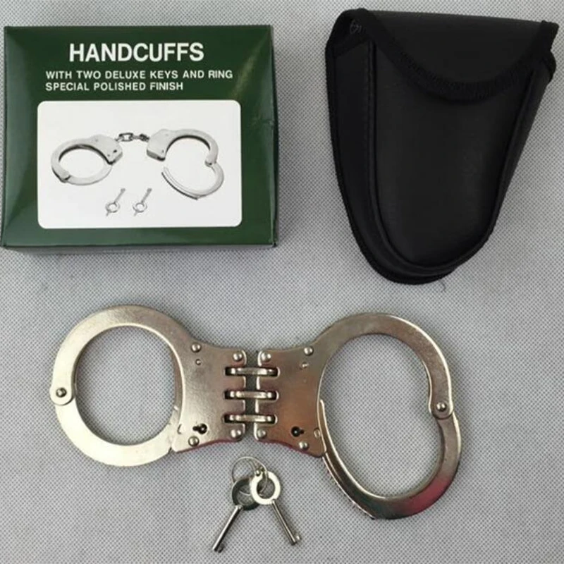 MOQ 300 21 Teeth Carbon Steel&Nickel Handcuffs Real Handcuffs With Pouch