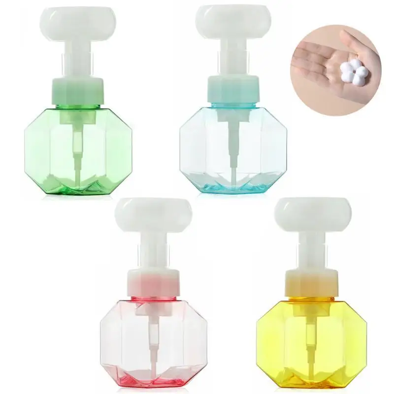 Bathroom Portable Flower Foam Pump Soap Bottle,Dispenser Lotion Shampoo Shower Gel Holder 350ml Cosmetic Empty Plastic Bottle