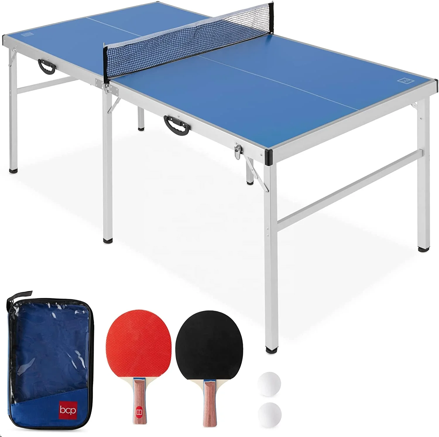 Portable Tennis Table Folding PingPong Table Game Set with Net, Table Tennis Paddles and  Ping Pong Balls for Indoor/Outdoor