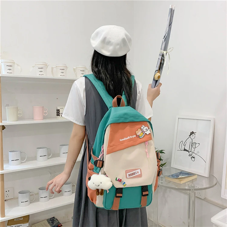 Korean version trend color schoolbag college wind students backpack school book bag girls