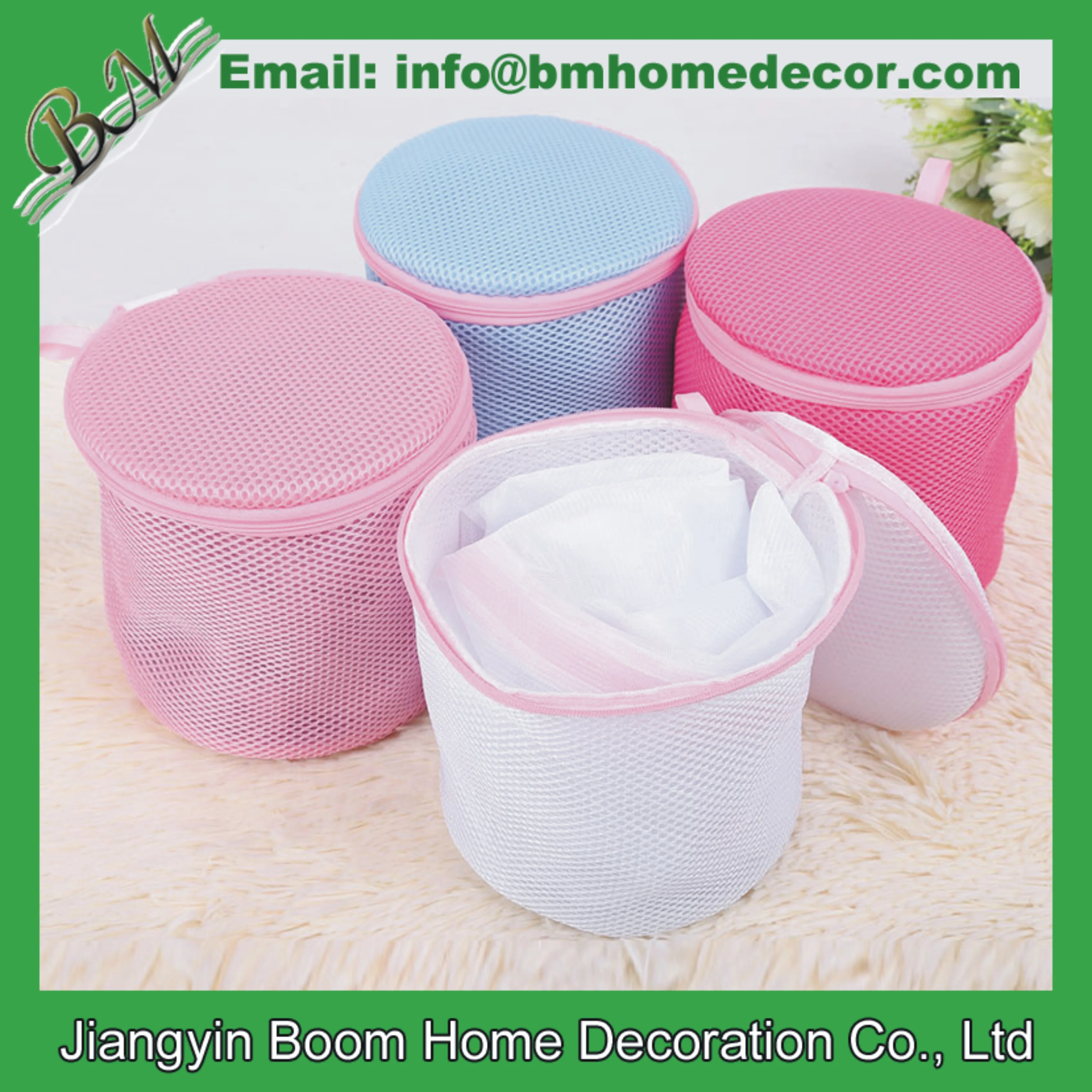 Reusable Custom Folding Net Washing Bag Round Shape Blouse Hosiery Stocking Underwear Bra Lingerie Travel Mesh Laundry Bag