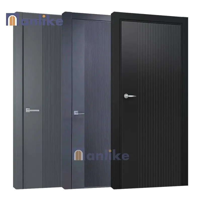 Anlike China Top Supplier Smart Lock Internal House Flat Design Single Wooden Pre Hung Timber Solid Interior Doors