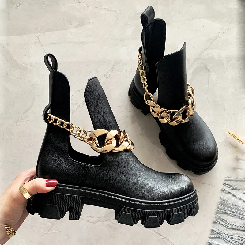 2021 Latest pattern good factory directly sale ankle spring fall and winter causal chain ornaments boots