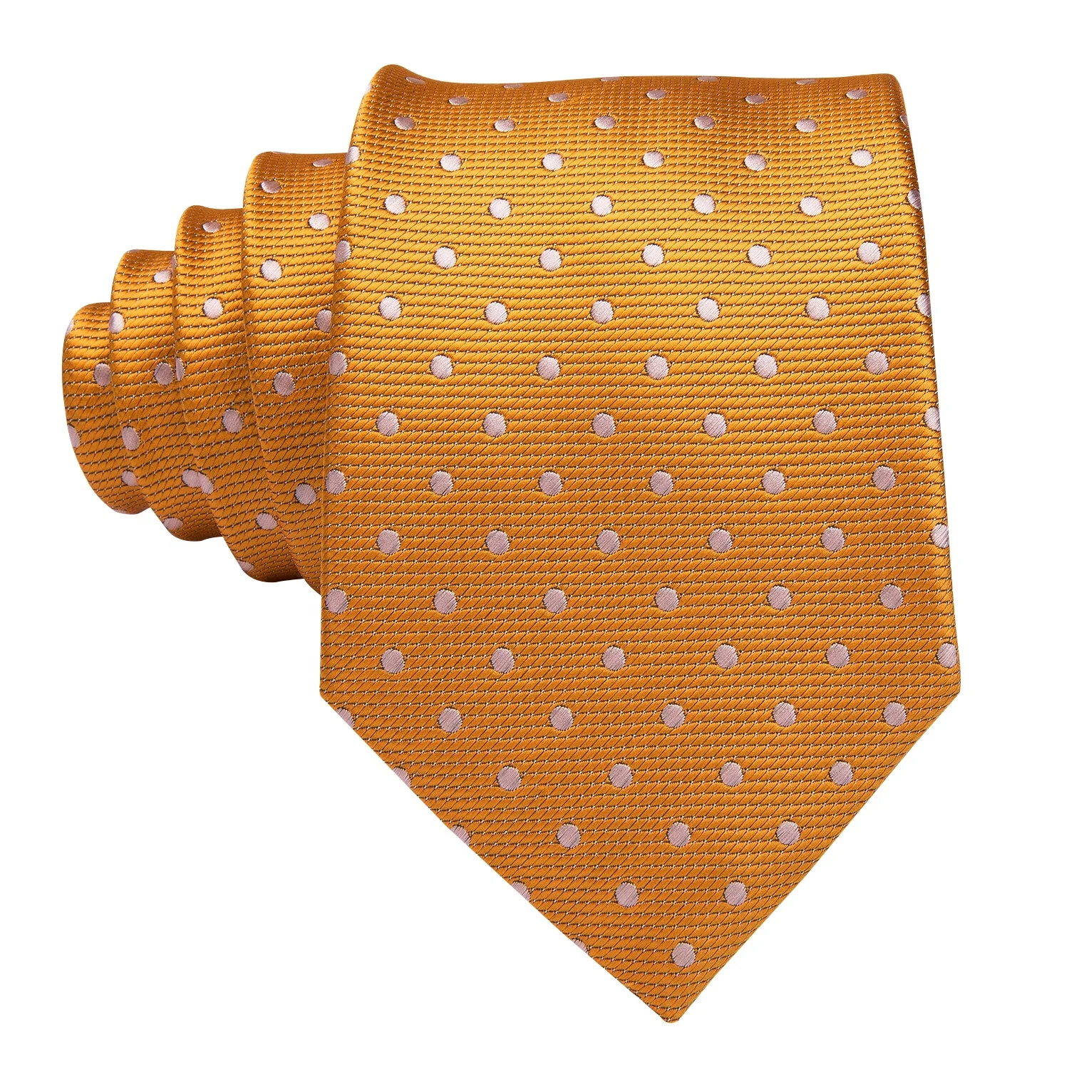 Wholesale Italian Silk Yellow Tie Custom Logo Orange Dot Necktie for Men