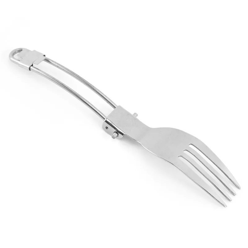 Folding steel wire knife fork spoon  3pcs camping tableware portable outdoor stainless steel tableware
