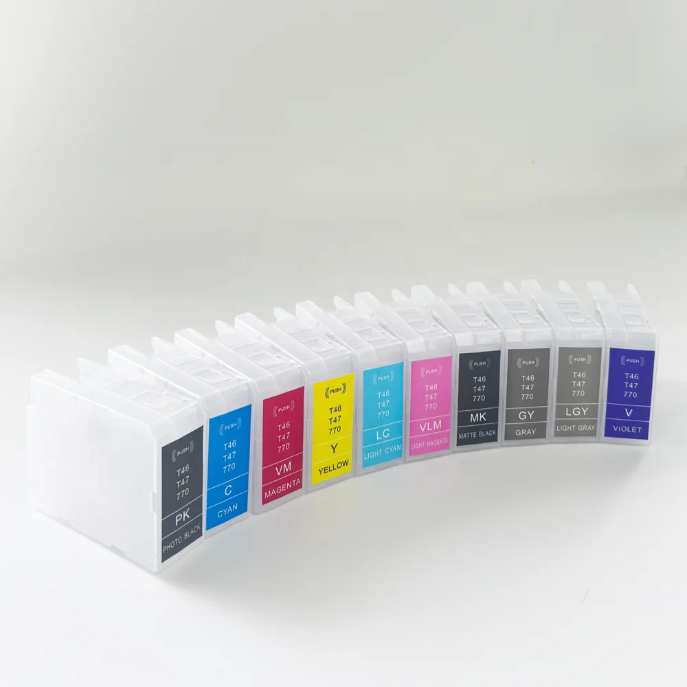 WEL-TRY Llenar el cartucho for Epson SureColor P700/P708/P900/P906/P908 t46 t47 Cartridge MBK Dye Ink Refillable cartridge Empty