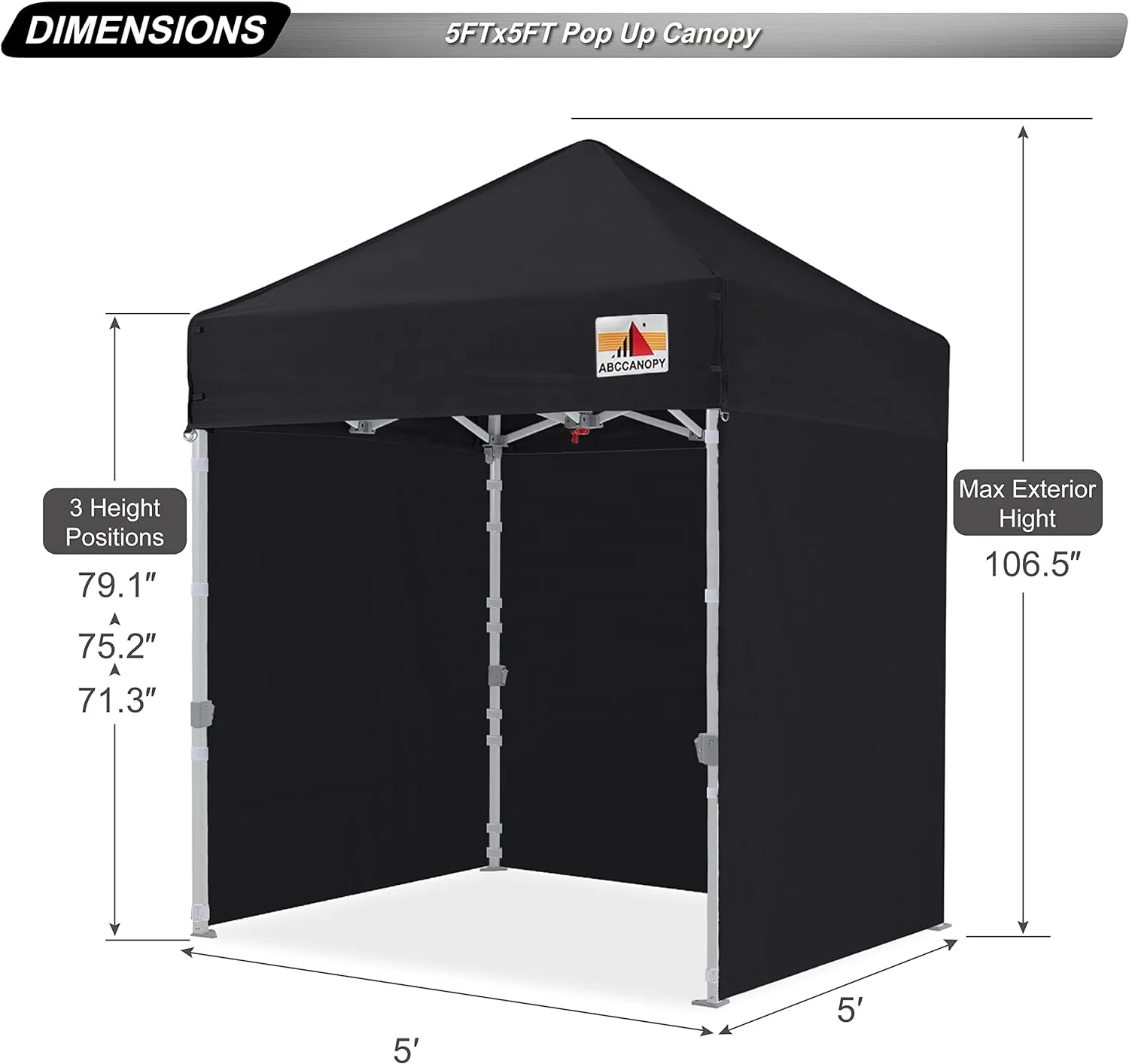ABCCANOPY Tonnelle /Tente /Barnum 1.5X1.5m Avec 3 Cloisons Amovibles Noir Chapiteau Pliant Tonnelle Stand Paddock Reception