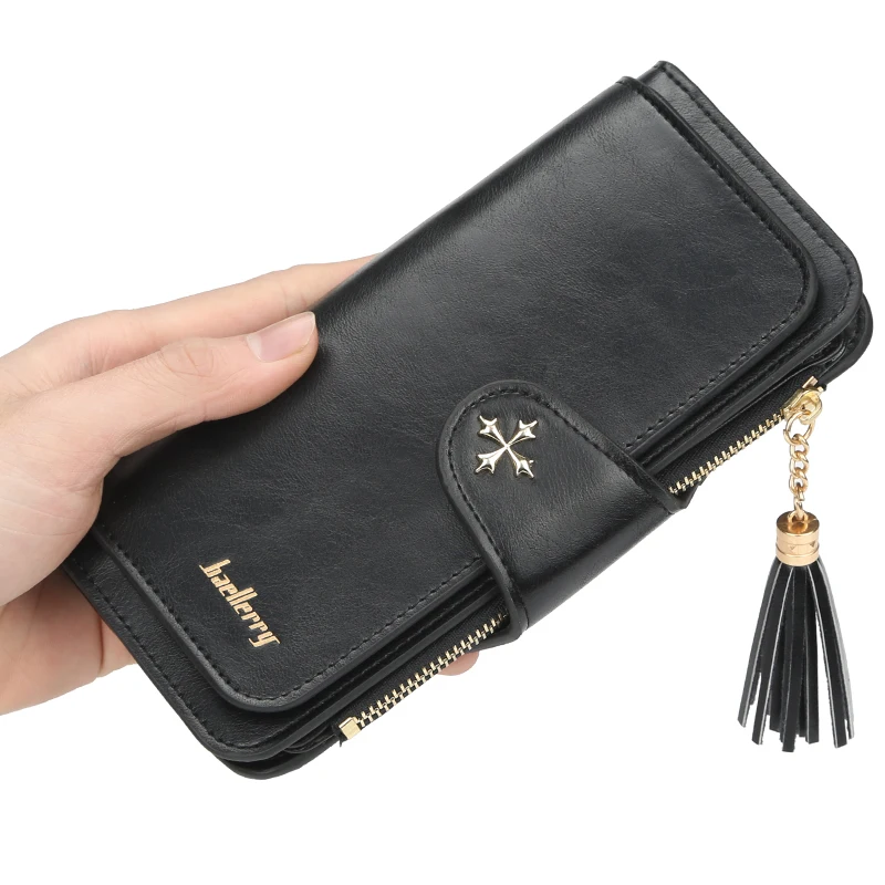BW1007 Korea Style Woman Purse Hasp Purse Visa Card PU Long Zipper Phone Wallet For Women