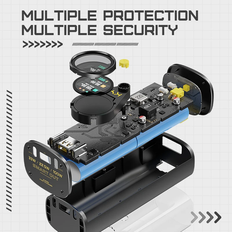 133W 20000mAh Larger Capacity Transparent Design Smart Power Bank with IPS Screen For Laptop Macbook