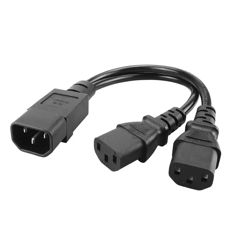 High Quality IEC 320 C14 Male Plug to 3XC13 Female Y Type Splitter H05VV-F 3G Power Cable C14 To C13 Extension Power Cord