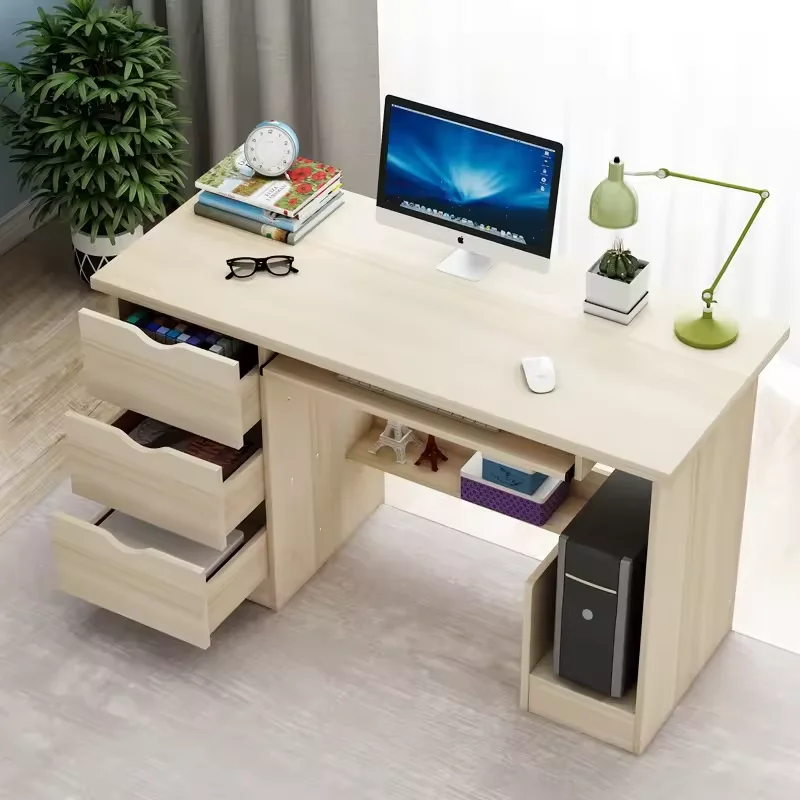 Modern Home Wooden Computer Table Desk  l Shape Office Desks With Bookcase Drawer